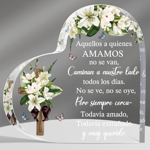 Jetec Bereavement Gift Acrylic Heart Sympathy Memorial Gift, Spanish Style - style: Spanish Style