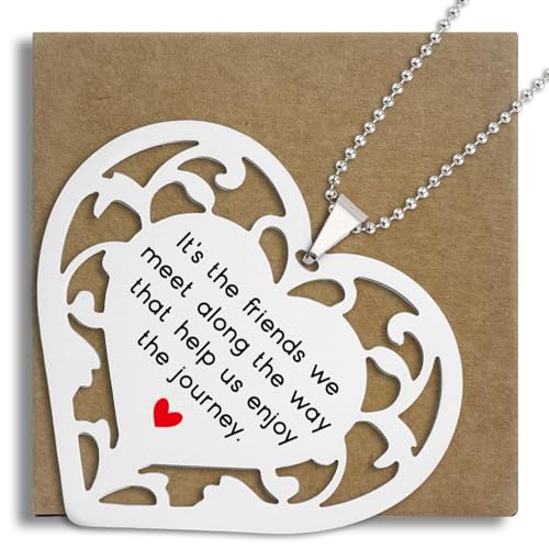 Friendship Journey Gifts, Heart Shaped Stainless Steel Hanging Sign with Inspirational Quote Best Friend Keepsake, Long Distance Friends, Just Because Present Hanging Ornaments S2X42 - style: Friendship4