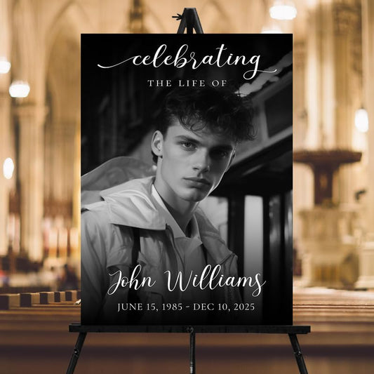 Personalized Funeral Welcome Sign, Celebration Of Life Decoration, Custom Memorial Welcome Signs with Picture, Celebration of Life Sign With Photo, Funeral Decorations, Memorial Decor - color: Style #14