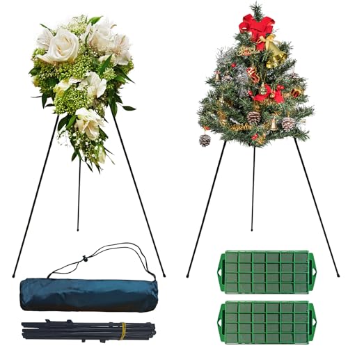 2PCS Wreath Stands Making Tool Kit,Metal Wreath Stand,Collapsible Flower Holder,49.9 inch,Floral Foam for Artificial Flowers, For DIY Flowers Decoration Stand.
