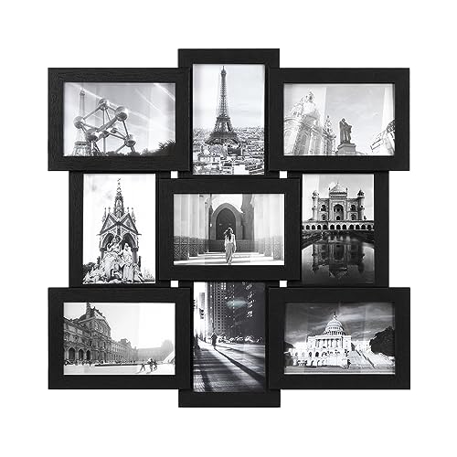 SONGMICS Collage Picture Frames for Wall Decor, 9-Pack 4 x 6, Glass Front - color: Ink Black, size: 9 Pack