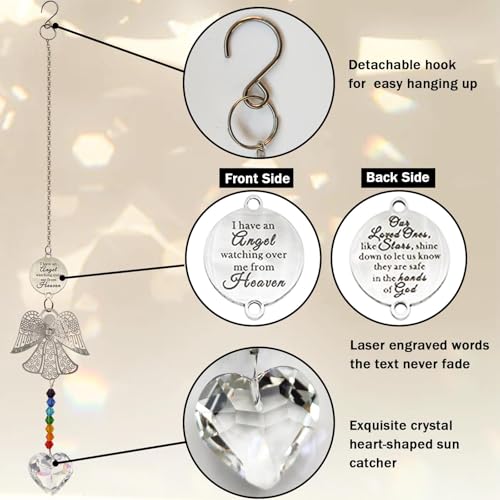 Sympathy Gifts for Loss of Loved One, Angel Bereavement Memorial Suncatcher for Loss of Mom, Dad, Husband, Grandparent Condolences Grief Remembrance Gift, Crystal Angel Memorial Ornament Rainbow Maker