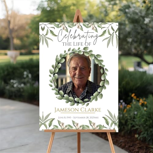 Greenery Funeral Welcome Sign, Celebration of Life Welcome Sign, in Loving Memory Sign, Celebration of Life, Celebration of Life Sign, Memorial Sign with Photo,Funeral Welcome Sign #Tfo12 - color: Version #10