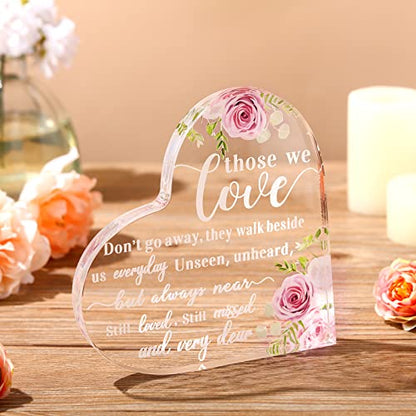 Yookeer Sympathy Gift Bereavement Gift Acrylic Heart in Memorial of Loved One, Loss of Father, Mother Condolence for Table Remembrance Decorations(6 x 6 x 0.6 Inch)