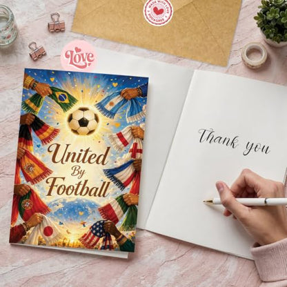 United By Football Soccer Card, Ball Fan Greeting Celebration Gift | Soccer Greeting Card For Football Fan, International Sports Card, Soccer Lover Gift Card, United By Football Team Spirit Card - color: sport13