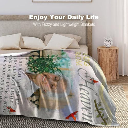 Artsadd Custom Memorial Blankets for Loss of Loved One - A Hug from Heanven Sympathy Blanket Loss of Dad Mom Husband Wife Friend in Loving Memory Blanket Personalized - Remembrance Blankets - color: A-3