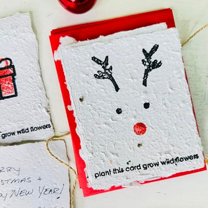 Set of 10 Seed Paper Holiday Greeting Cards with Envelopes - Plantable Christmas Cards