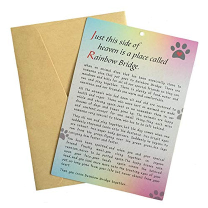 Pet Memorial Bracelet - Pet Loss Gifts in Loving Memory of Your Beloved Pup Dog Cat with Rainbow Bridge Poem Card Lava Bead Remembrance Bracelet (Black Lava Stone)
