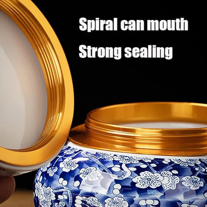 Medium Blue and White Ceramic Urn for Human Ashes | Decorative Memorial Urn for Sharing and Honoring Loved Ones - Suitable for Partially Cremated
