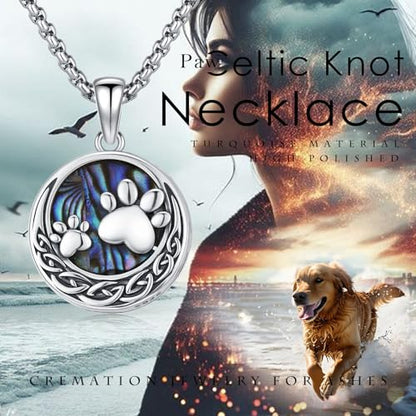 MEDWISE Wing/Paw Prints Urn Necklace for Ashes 925 Sterling Silver Necklace Guardian Angel Ashes Keepsake Memorial Urn Pendant Pet Cremation Jewelry for Ashes Memorial Jewelry for Dog Cat Pet Men - style: E-Paw Prints