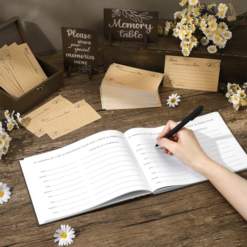 Celebration of Life Guest Book Funeral Memory Cards, White Leaf - style: White Leaf