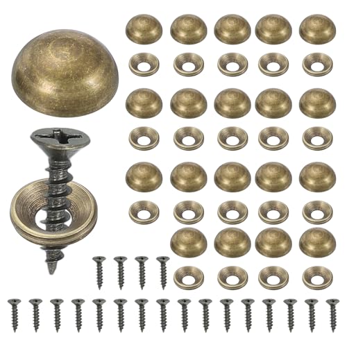 Brass Decorative Screws with Caps, Mirror Screw Self Tapping Screws Decorative Cover - Fitting for(Furniture Fixing- Wall Hangings - Wood Handcrafted) 15mm & 20 Pack & Bronze - color: Bronze, size: 15mm