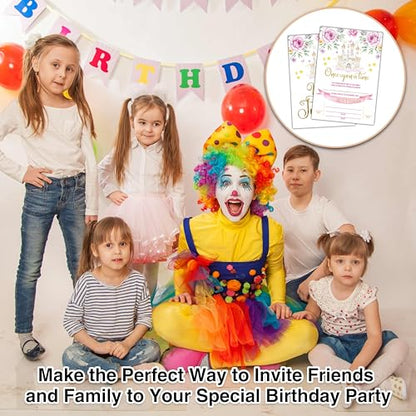 Birthday Invitations - Princess Birthday Invites with Envelopes(25-Count) - Magical Kingdom Castle Fill-in Party Invite Cards for Girls Kids Party Supplies Favors Decorations - A10 - style: Princess Magical Kingdom Castle