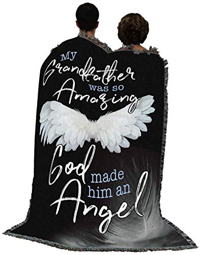 My Grandfather was So Amazing God Made Him an Angel Blanket - Sympathy Bereavement Gift Tapestry Throw Woven from Cotton - Made in the USA (72x54) - color: Grandfather, size: 72" x 54"