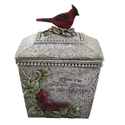 Roman, 8.25" H Cardinal Memorial Keepsake Box, Stone Look, Bereavement Gift,