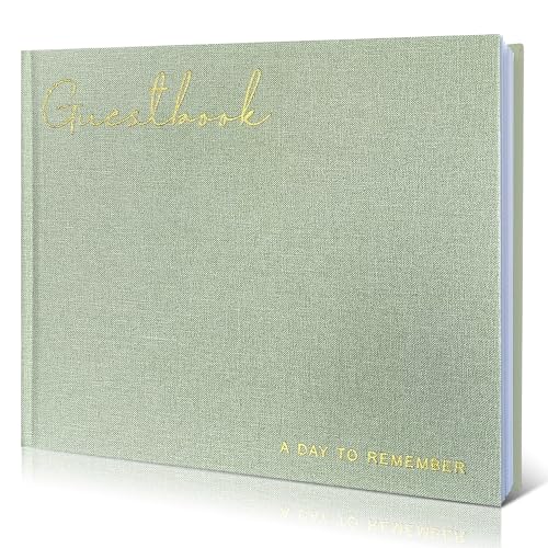 Elegant Linen Wedding Guset Book for Reception, Wedding Guest Book Alternative, Baby Shower, Bridal Shower and Special Events - 100 Blank Pages - color: B-sage Green