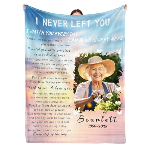 Ships Next Day, Custom Memorial Blanket with Picture and Text - Printed in USA,Personalized Blankets for Loss Loved Ones,Customized Blanket for Loss of Dad Mom,In Loving Memory Gifts with Photos - color: Style 4, size: 50*60 inch