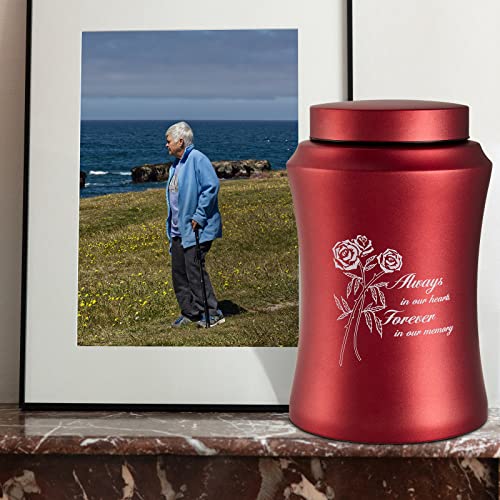 Red Cremation Urns for Human Ashes Adult Female/Mom/Mother - size: Large,220lbs Red Rose