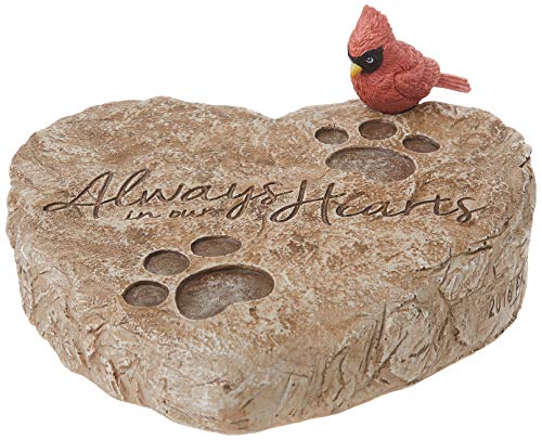 Precious Moments Garden Gifts 171460 Always in Our Hearts Decorative Resin Memorial Garden Stone with Cardinal Accent Yard Decor, Gray/Red, 8-inch Long by 7-in Wide - style: Pet