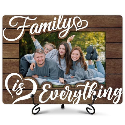 Family Picture Frame, Family is Everything Photo Frame, Thank You Birthday Christmas Gifts for Women Men Couples Friends, Tabletop-A04 - color: brown family