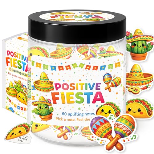 Cinco de Mayo Decorations, Fiesta Party Decorations, Positive Fiesta Taco Jar with 60 Uplifting Notes, Mexican Theme Gift, Colorful Encouragement Gift for Women, Friends, Coworkers - color: Positive Fiesta Jar