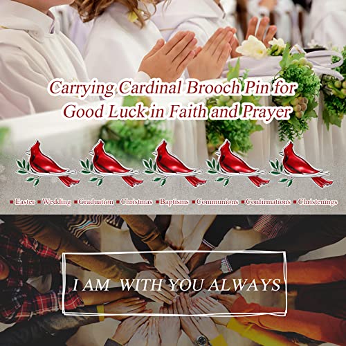 Jexine Memorial Cardinal Sign Pins Set Funeral Pocket Token Guardian Gifts Pocket Oil Dropped Religious Funeral Favors Celebration of Life Memorial Sympathy Gifts Cardinal Charms for Women Man