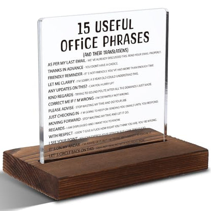 Silly Office Gifts for Women, Humorous Office Gifts for Coworkers, Managers, Sarcastic Office Gift for Coworkers, Managers,Modern Acrylic Desk Plaque, 10 x 10 x 1.5 cm,XXD63 - style: Coworkers1