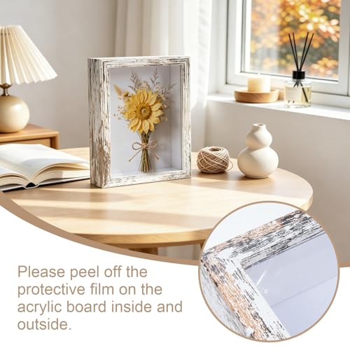 2 Pack Shadow Box Frame 11"x 14" Wood Deep Shadow Boxes Display Cases, Dried Flowers, Photos, Handicrafts Picture Frames for Wall Hanging Tabletop (Distressed White, 11"x 14") - color: Distressed White, size: 11"x 14"
