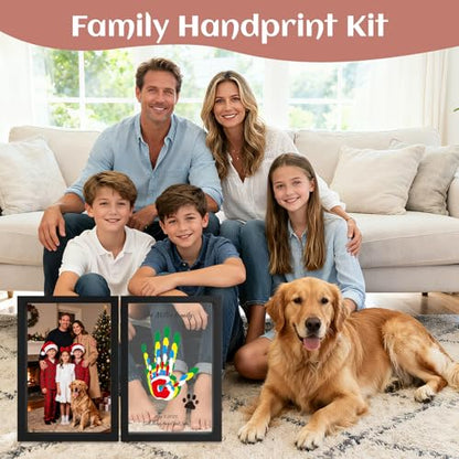 Family Handprint Kit, DIY Baby Hand and Footprint Handmade Keepsake Wooden Frame, Family Gifts with 6 Non-Toxic Baby-Safe Paint, Ideas Gift for New Parents, Grandparents, Father's Day, Mother's Day - color: Black, size: 5 Pages Acrylic Boards