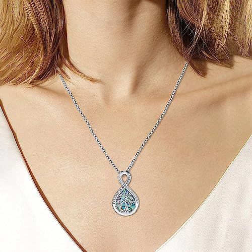 Aniu Sterling Silver Urn Necklace for Ashes Tree of Life Cremation Jewelry Cremation Jewelry for Human Pet Ashes Keepsake Memorial Ash Pendant for Women | 925 Silver Urn Necklace Ash Necklace for Human Ashes,20+2'' Chain Box Memorial Pendant Jewelry Gift