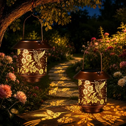 2 Pack Solar Hummingbirds Lantern Outdoor Hanging, Gifts for Women Mom - color: c-Hummingbird-2PC