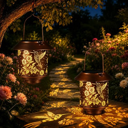 2 Pack Solar Hummingbirds Lantern Outdoor Hanging, Gifts for Women Mom - color: c-Hummingbird-2PC