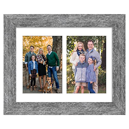 8.5x11 Collage Frame, 2 Open 5x7 Photo Frame Collage for Wall - color: Grey, size: 8.5x11 - (2 open5x7）