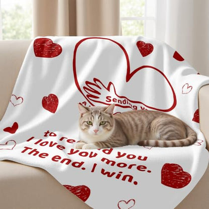 Giwawa Anniversary Wedding Gifts for Women Men Husband Wife Birthday Gift Ideas to Girlfriend Boyfriend Him Her Valentines Day Couples Blanket I Love You More The End I Win Throw Blanket 50x60 - color: Lovemore