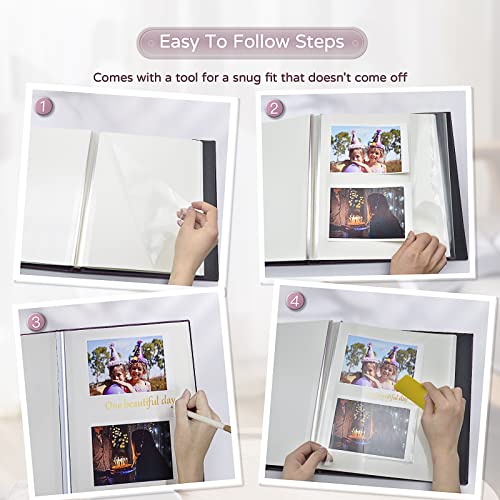Popotop Large Photo Album Self Adhesive 4x6 5x7 8x10 Scrapbook Album DIY Picture Book,Gifts for Mom,Family Baby and Wedding,with Metal Pen and Plastic Board - color: Dark purple, size: 11.5"x10.6"40pages