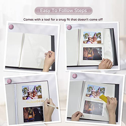 Popotop Large Photo Album Self Adhesive 4x6 5x7 8x10 Scrapbook Album DIY Picture Book,Gifts for Mom,Family Baby and Wedding,with Metal Pen and Plastic Board - color: Dark purple, size: 11.5"x10.6"40pages