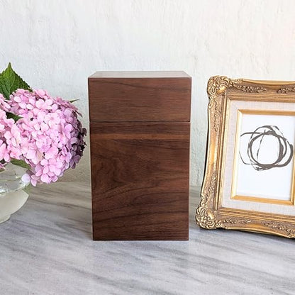Walnut Wood Cremation Urns for Human Ashes | Large 200 lb Capacity Memorial Box | Handmade Keepsake Urn with Bag & Engraving Plaques |
