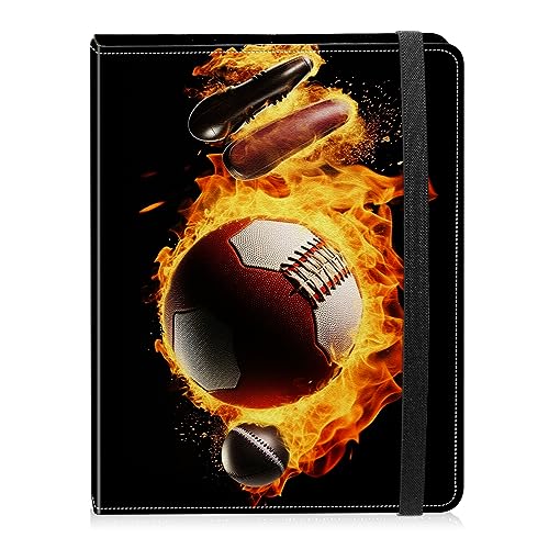 Photo Album 4x6 Photos - 60 Photos Capacity PU Leather Cover Photo Album with Strong Elastic Band, Portable Picture Album for Family Wedding Wedding Anniversary, Football Fire - color: Football Fire