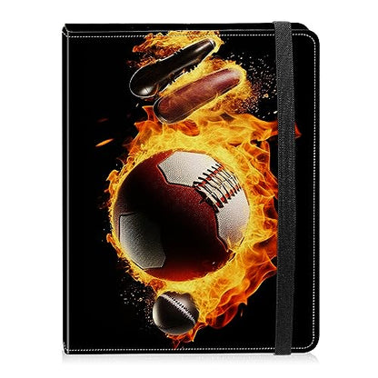 Photo Album 4x6 Photos - 60 Photos Capacity PU Leather Cover Photo Album with Strong Elastic Band, Portable Picture Album for Family Wedding Wedding Anniversary, Football Fire - color: Football Fire
