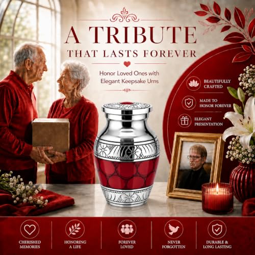 Small Urns for Human Ashes - Elegant Keepsake Cremation Urns – Red - size: Red Fire Design Small