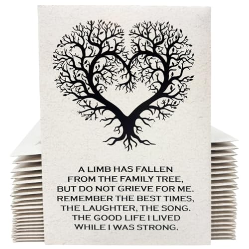 Forget Me Not Seeds - Cream Tree of Life Funeral Favors - 3.25x4.5 inches - Prefilled Seed Packets - Ready to Give - Pack of 20 - color: Cream Tree of Life