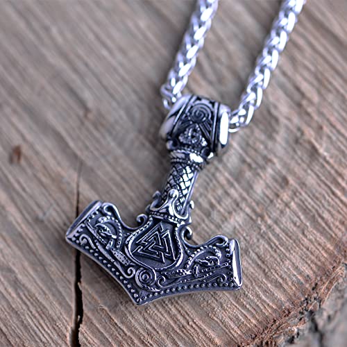 Norse Viking Thor Hammer Necklace Mjolnir Necklace for Men Talisman Jewelry - color: DRTKSA