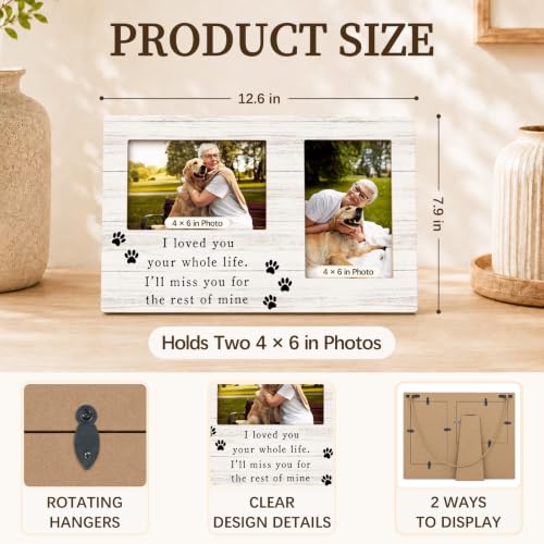 Dog Memorial Double Picture Frame 4x6, Memorial Pet Two Photo Frame - color: color-4