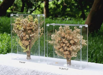 11.2x11.2 Acrylic Shadow Box, Assemble Display Case, DIY Tabletop/Wall Mount Display Frame, All Clear Memory Box for Dried Flowers/Kids Room/Birthday/Wedding(11.2x11.2x3”, Assemble Frame) - size: 11.2x11.2", Assembly Frame