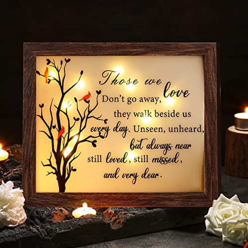 Gerrii Sympathy Memorial Gifts for Loss of Loved One, Simple Style | 10''x8'' Wooden Shadow Box with Poem and LED, Red Cardinal Sympathy Bereavement Gift for Mom, Dad, Funeral Memorial Decor - style: Simple Style