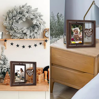 Dog Memorial Gifts for Loss of Dog, Pet Memorial Gifts for Dogs Cat, Loss of Dog Sympathy Gift, Pet Remembrance Bereavement Gift, Dog in Heaven Passing Away Gift, Rotating Picture Frame Fit 4x6 Photo