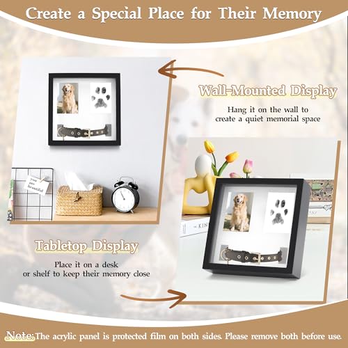 Dog Collar Memorial Frame, Paw Print Kit for Dogs, Memorial Gifts for Loss of Dog with Collar Holder, Pet Sympathy Remembrance Gift - size: Paw Print