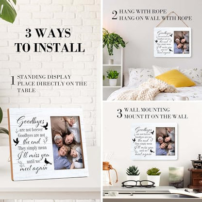 Memorial Pictures Frame, Goodbyes Are Not Forever Goodbye Are Not The End Photo Frame, Sympathy Gifts For Loss Of Loved One, Farmhouse Home Living Room Bedroom Decoration -b33