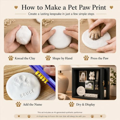 10.6 x 8.7 Inch Pet Memorial Shadow Box for Loss of Dog Cat Memorial Gifts | Frame Paw Print Kit Fur Keepsake for Ashes, Photos and Keepsakes, Memorial Gifts for Loss of Dog Pet Remembrance