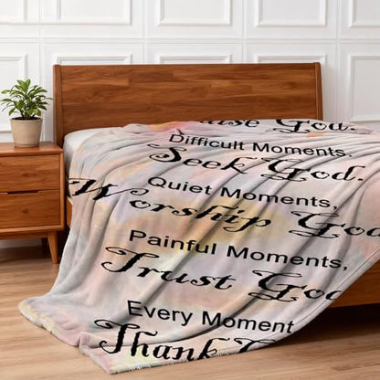 COMFAR Christian Multicolor Letter Print Throw Blanket, 50" x 60" - color: Bible1, size: 50" x 60"